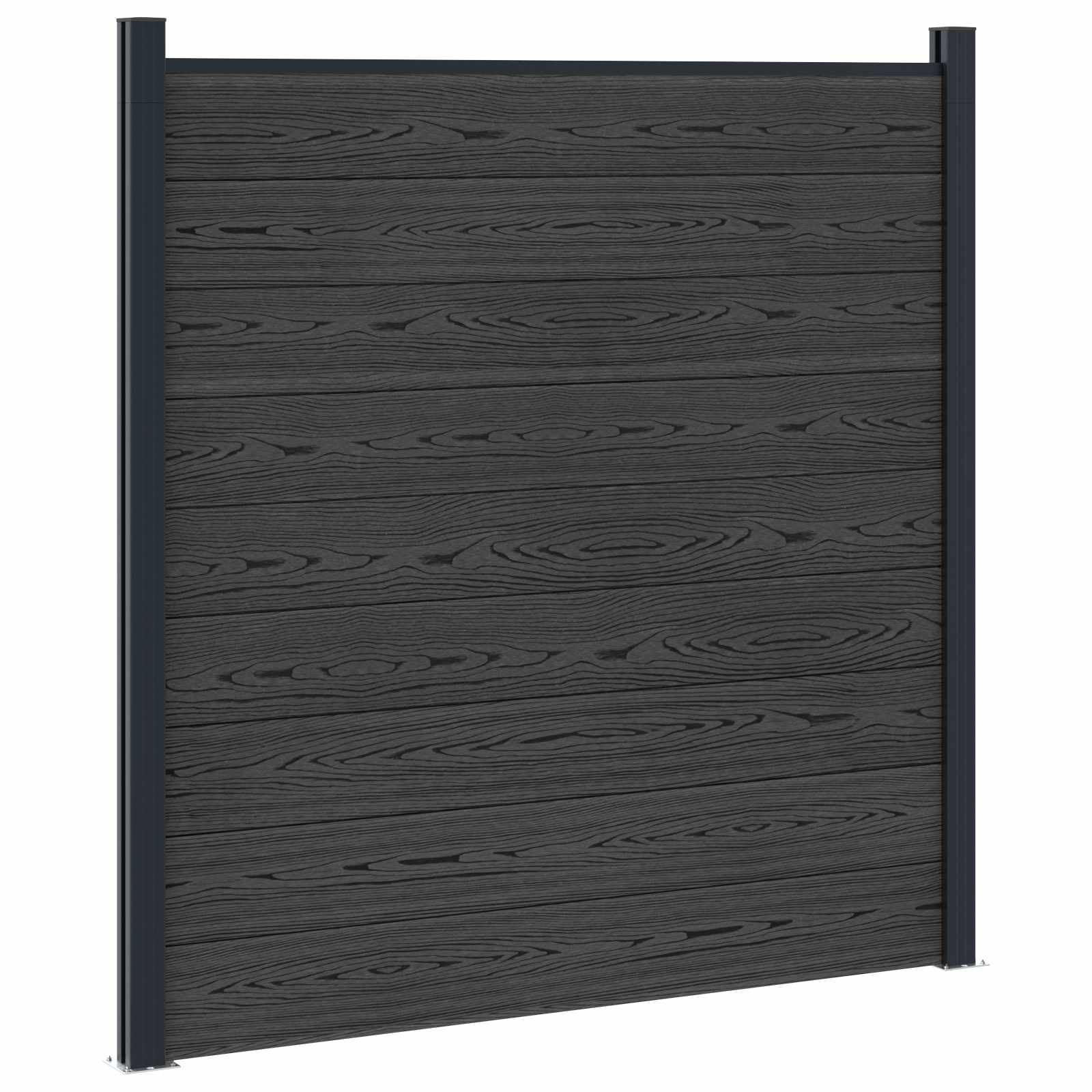 vidaXL Panou de Gardă WPC și Aluminiu Negru