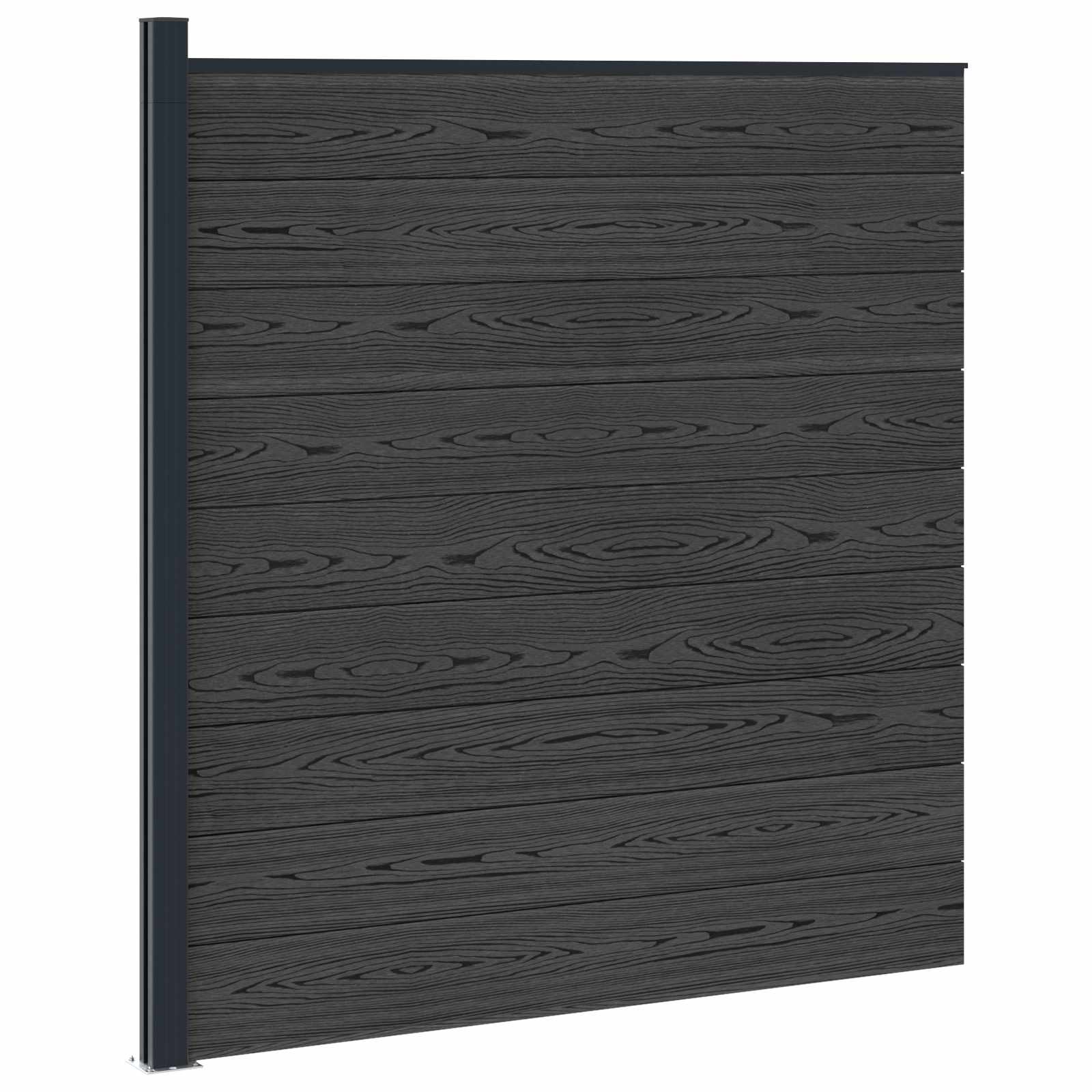 vidaXL Panou de Gardă WPC și Aluminiu Negru