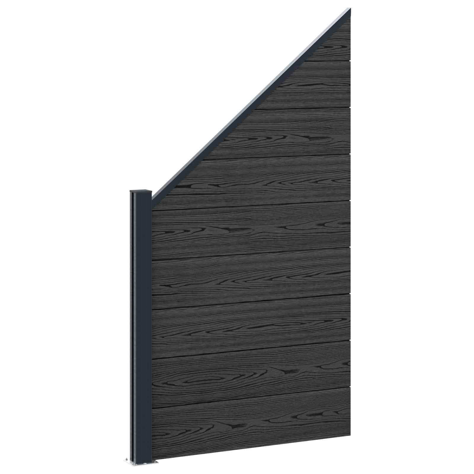 vidaXL Panou de Gardă WPC și Aluminiu Negru