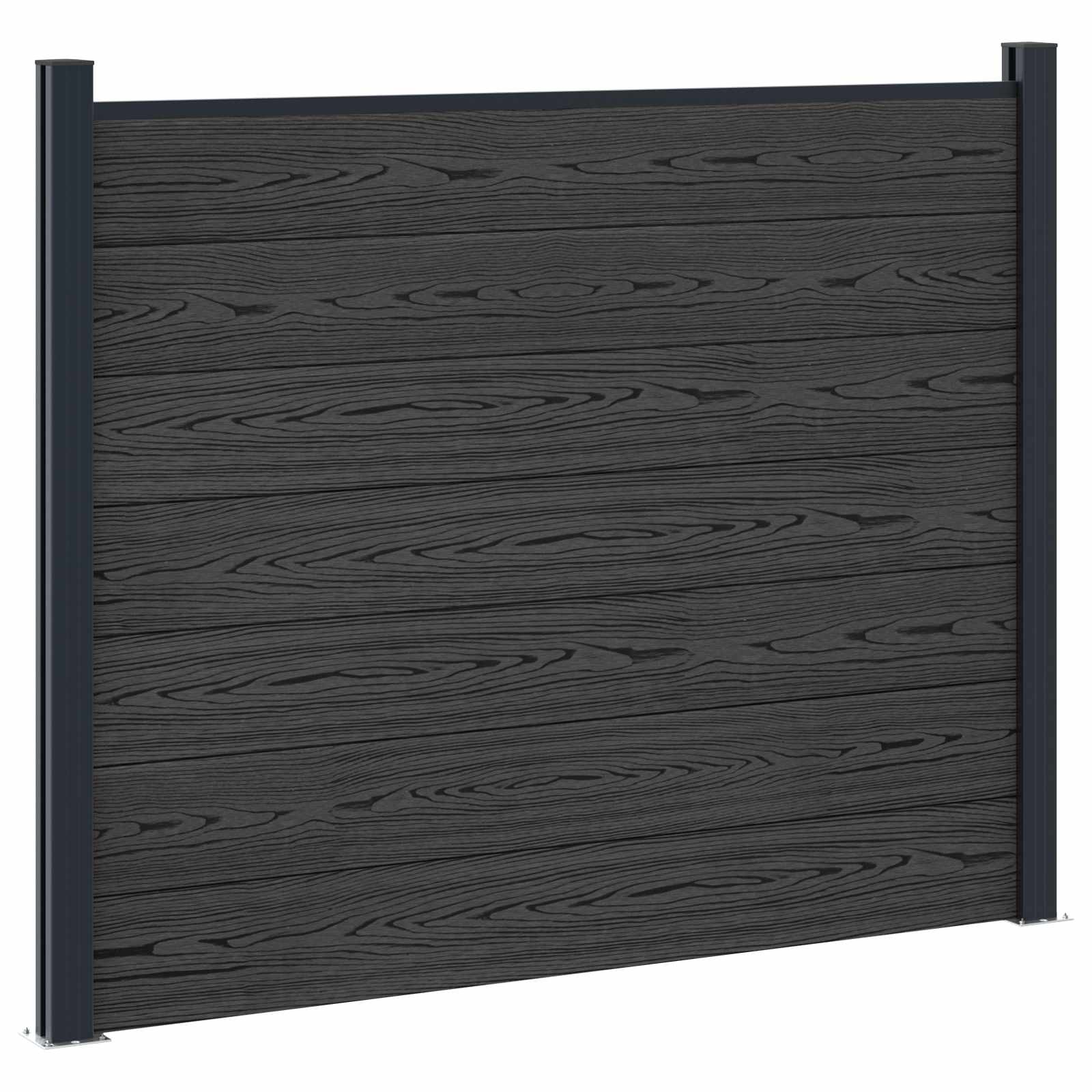 vidaXL Panou de Gardă WPC și Aluminiu Negru