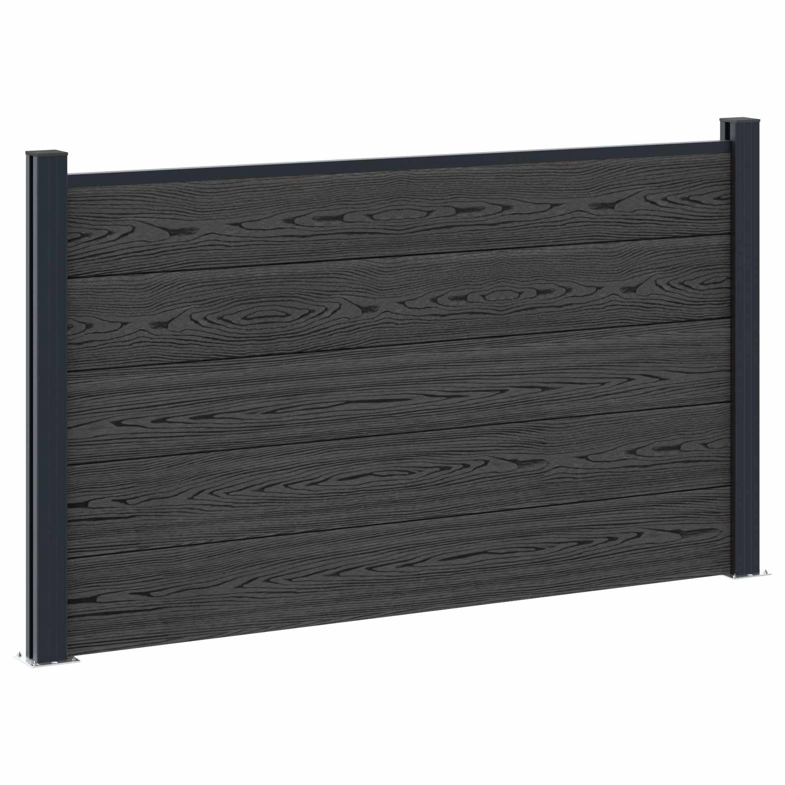 vidaXL Panou de Gardă WPC și Aluminiu Negru