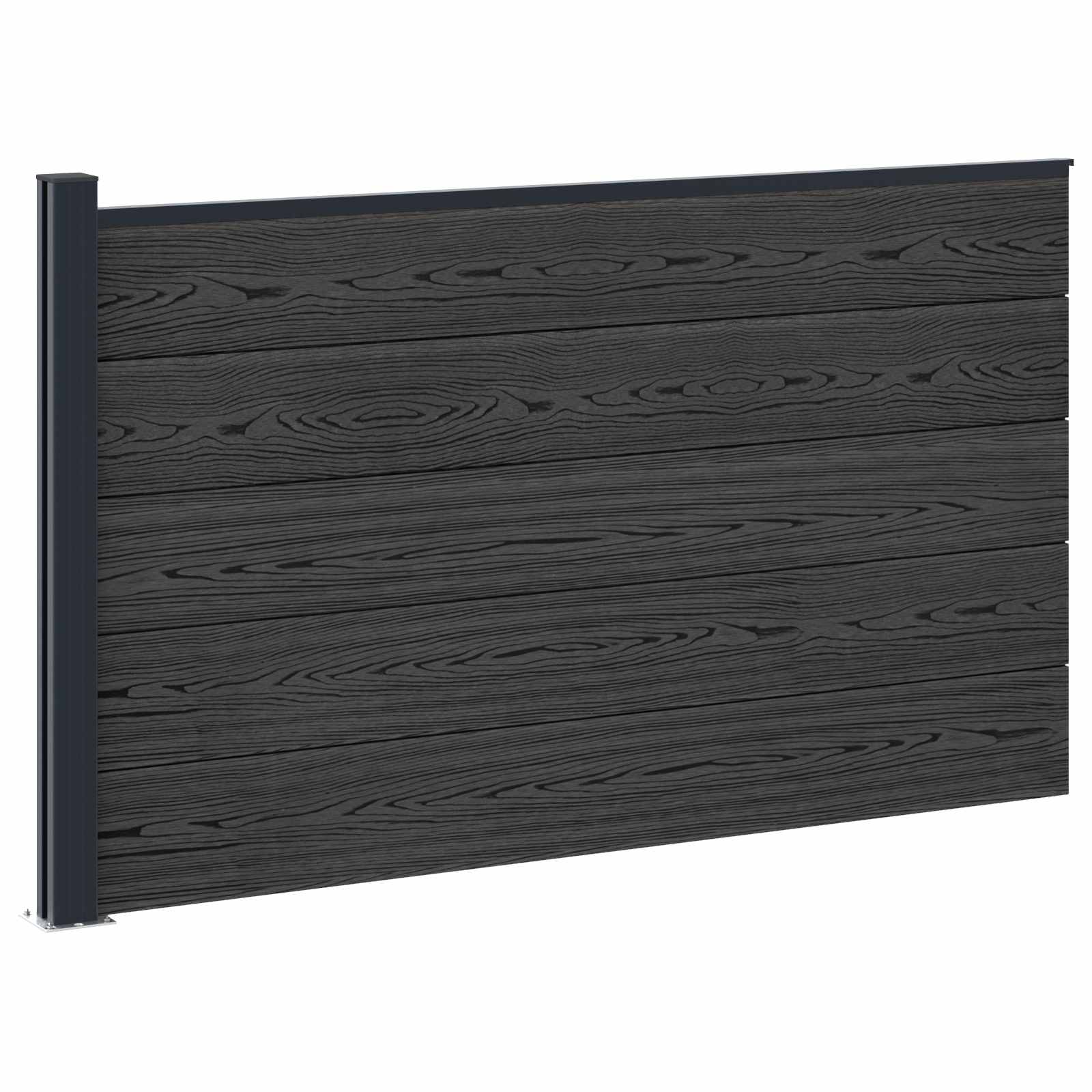 vidaXL Panou de Gardă WPC și Aluminiu Negru