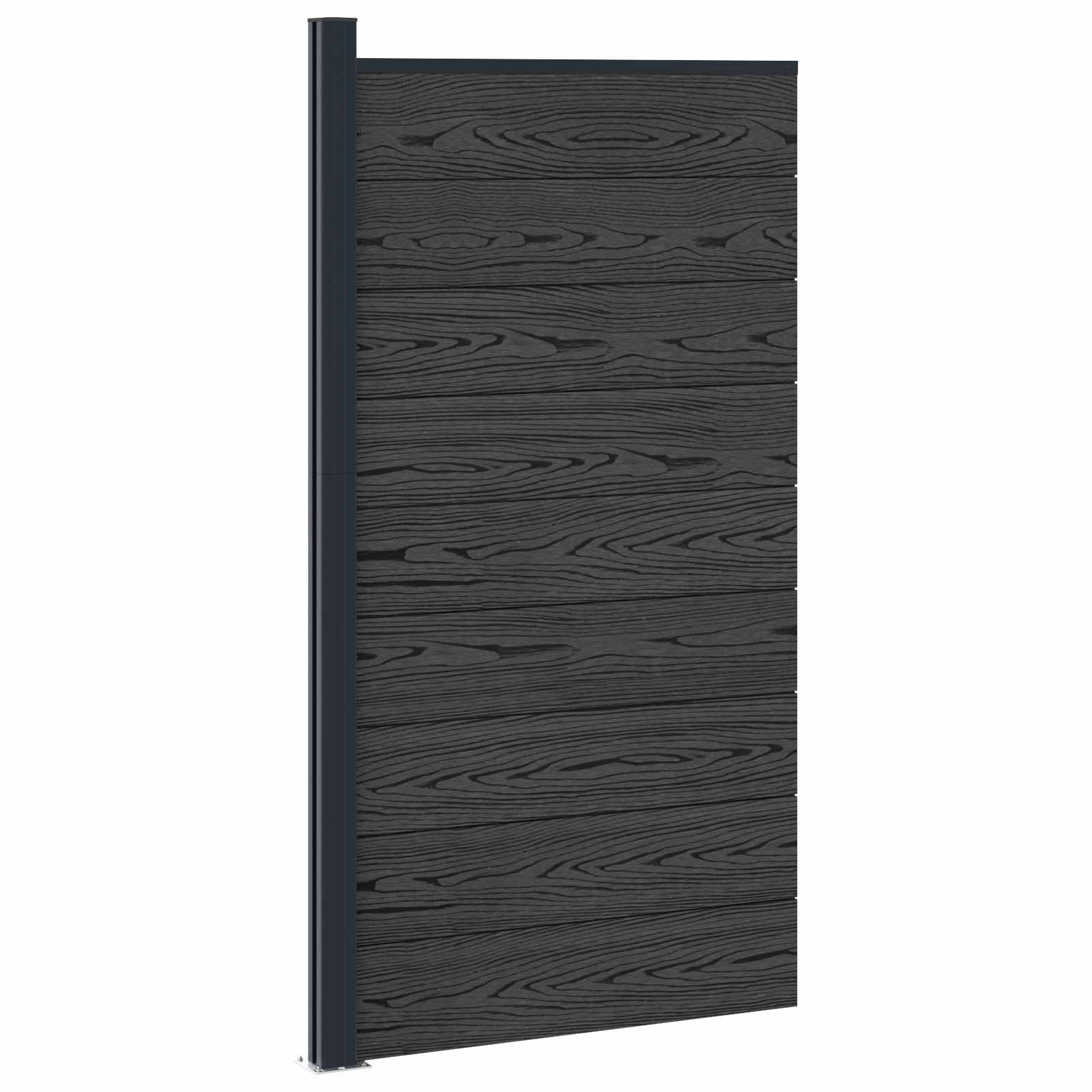 vidaXL Panou de Gardă WPC și Aluminiu Negru