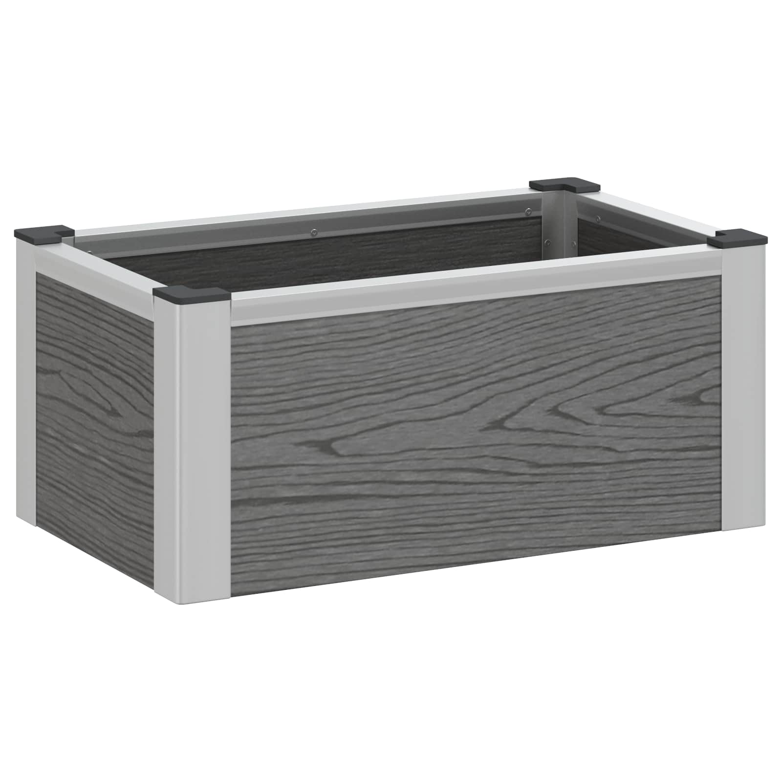 vidaXL Strat înălțat de grădină Gri 50 x 30 x 22 cm WPC și Aluminiu