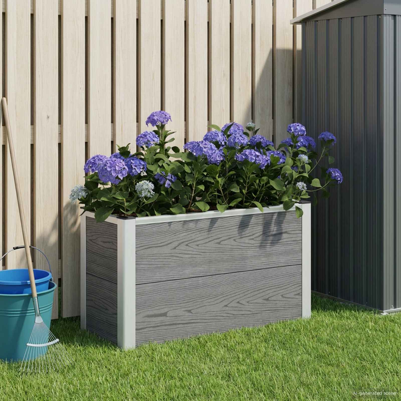 vidaXL Strat înălțat de grădină Gri 75 x 30 x 22 cm WPC și Aluminiu