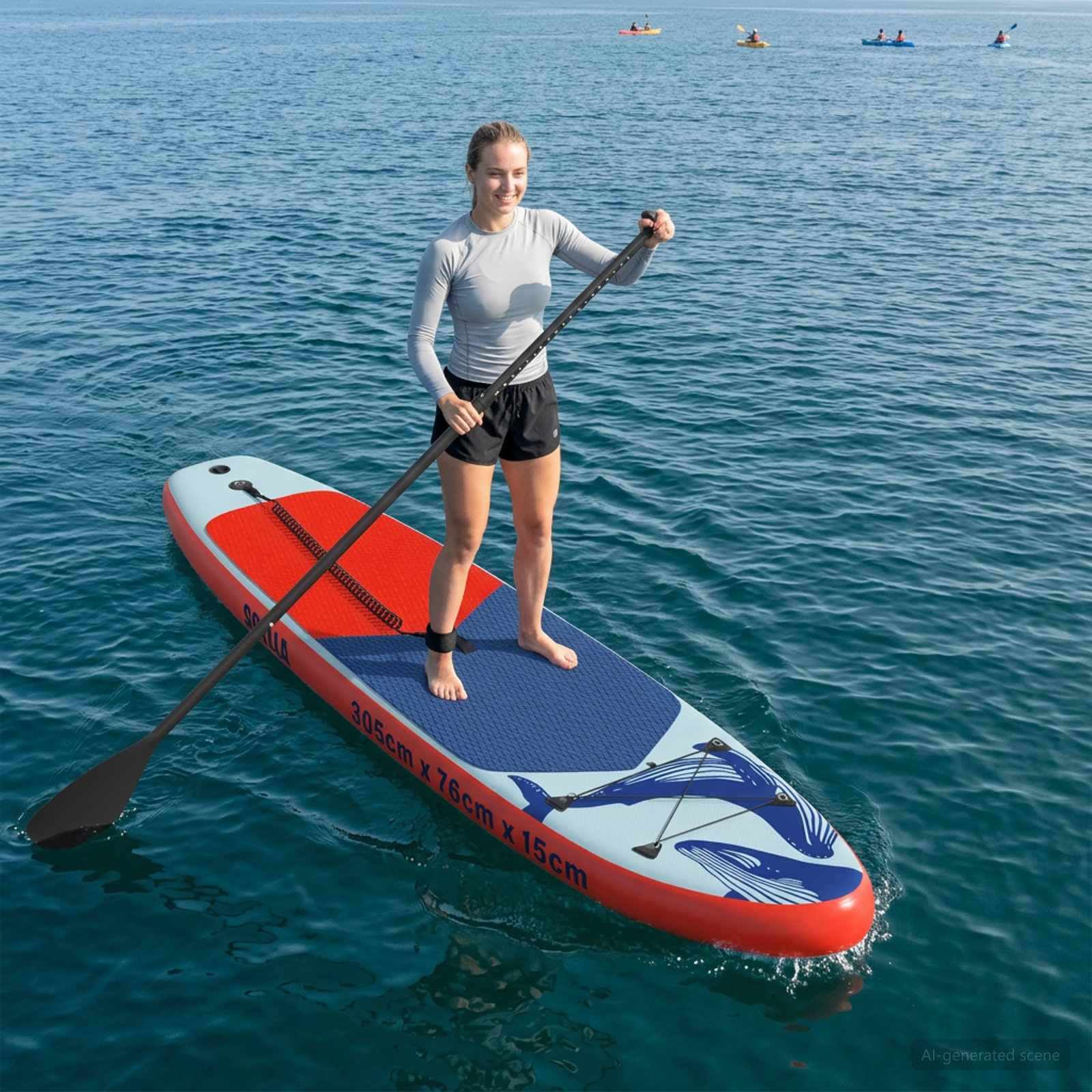 vidaXL Plăcuță de paddle gonflabilă SCYLLA 305 x 76 x 15 cm albastru