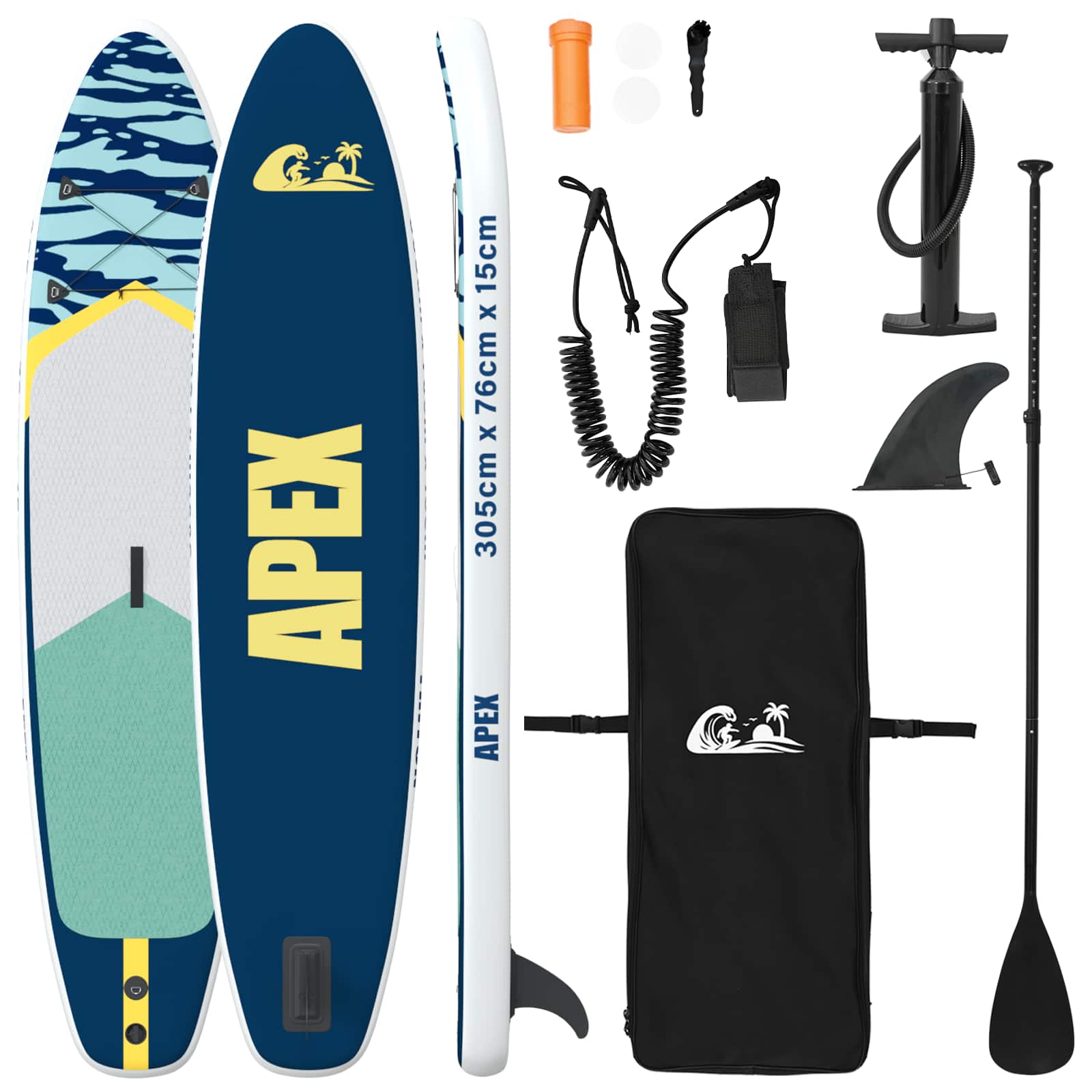 vidaXL Nafukovací paddleboard APEX 305 x 76 x 15 cm Modrá