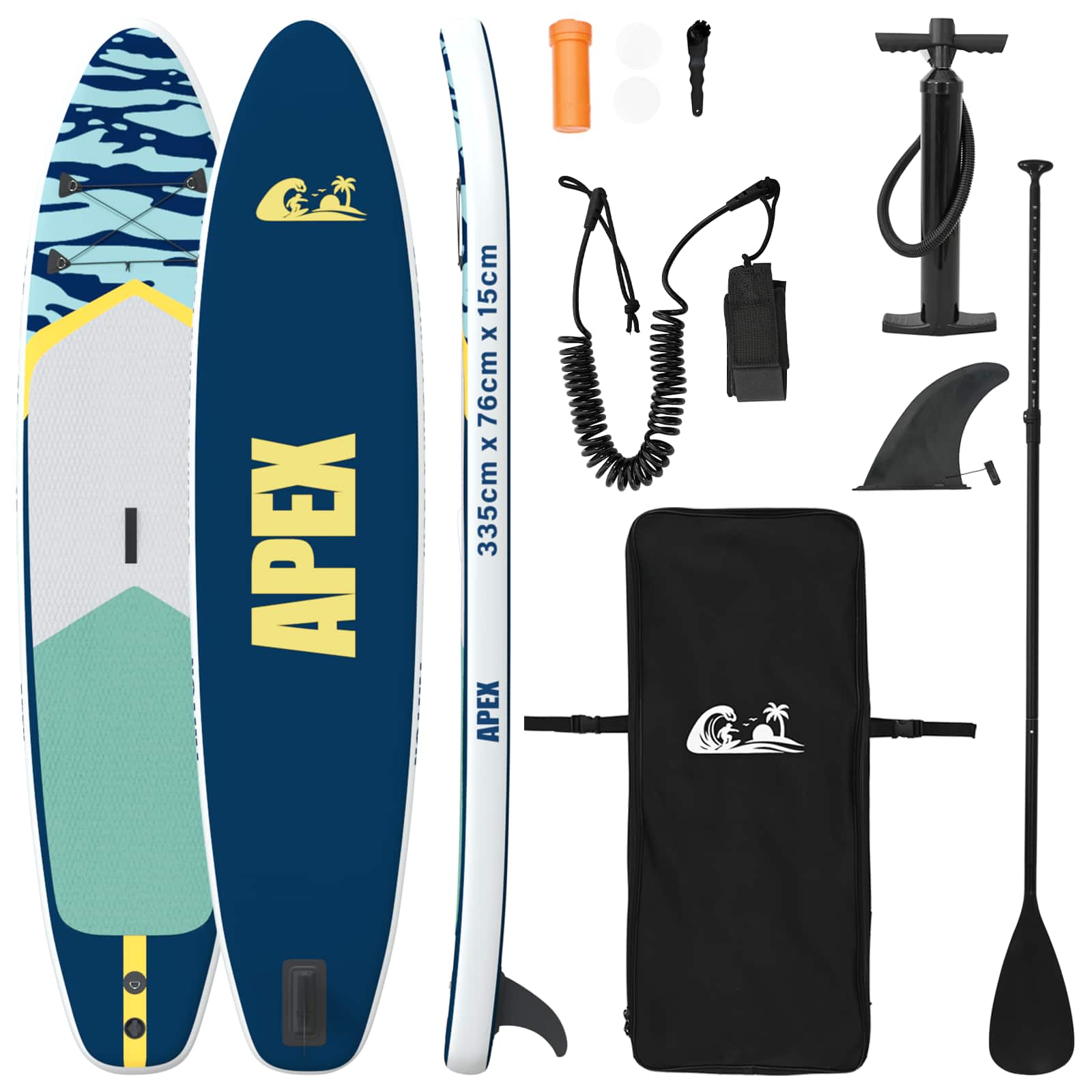 vidaXL Nafukovací paddleboard APEX 335 x 76 x 15 cm Modrá