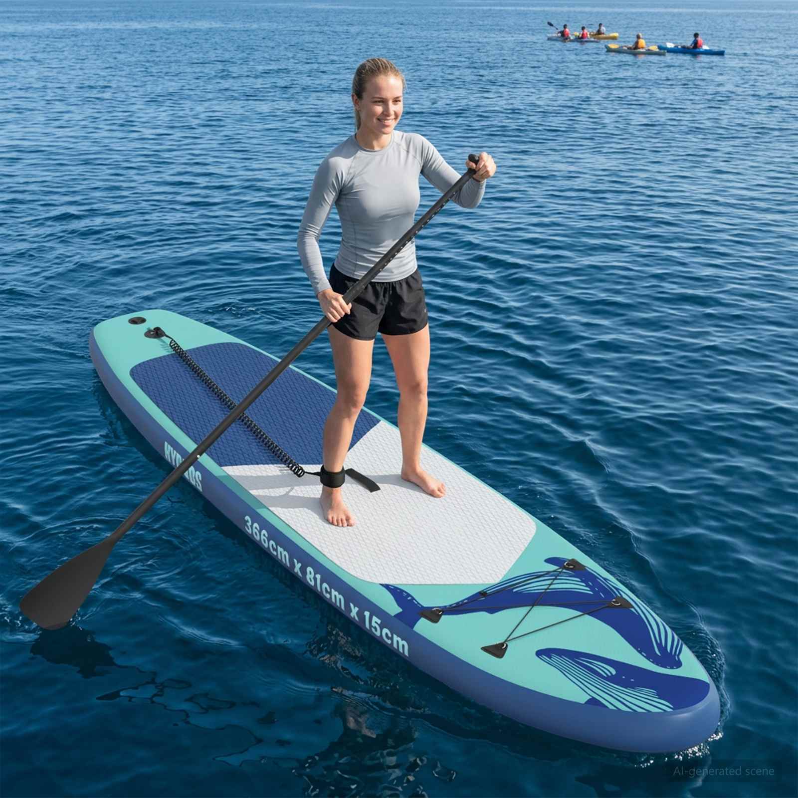 vidaXL Placă de Paddle Inflabilă HYDROS 366 x 81 x 15 cm Turcoaz