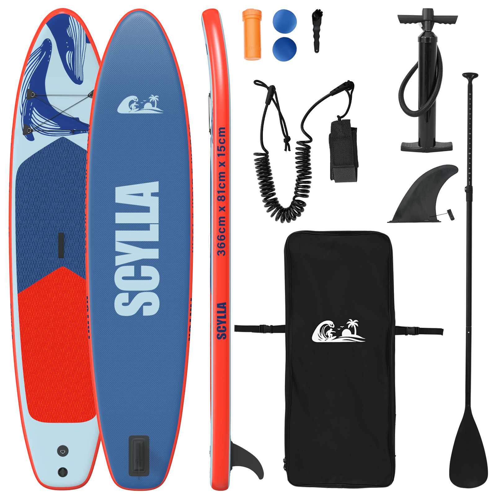 vidaXL Nafukovací Paddle Board SCYLLA 366 x 81 x 15 cm Modrá