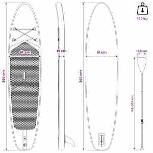 Inflatable Stand Up Paddle Board POSEIDON 366 x 81 x 15 cm pro - obrázek 8