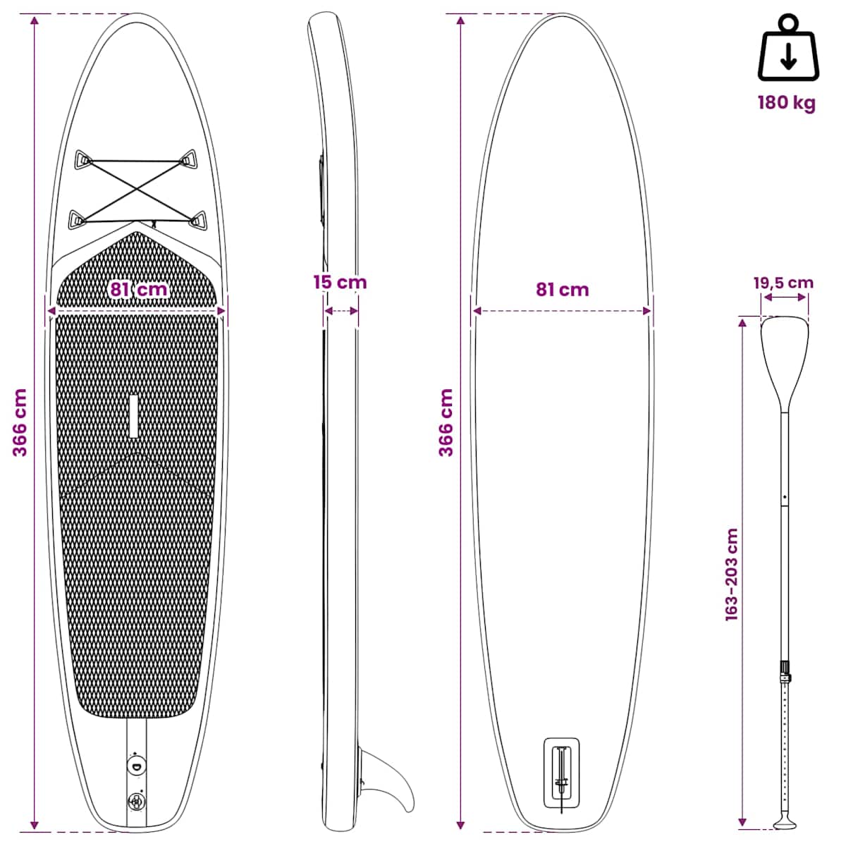 Oppustelig Stand Up Paddle Board APEX - Billede 8