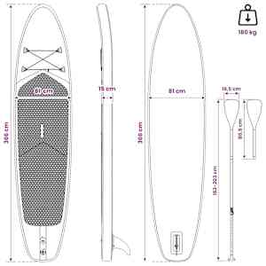 SUP deska se sedátkem 2v1 POSEIDON 366 x 81 x 15 cm Zelená pro - obrázek 10