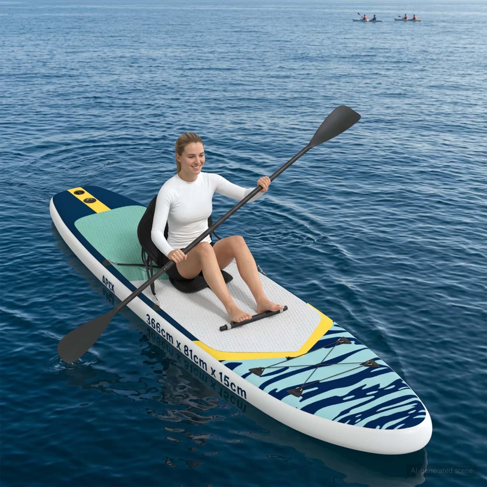 vidaXL SUP deska s sedežem 2-v-1 APEX 366 x 81 x 15 cm Modra za - slika 3