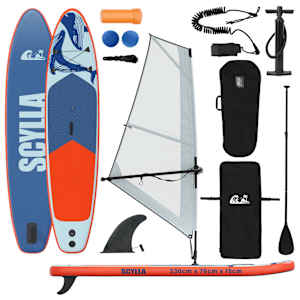 vidaXL Kootud SUP laud purjega SCYLLA 330 x 76 x 15 cm Sinine jaoks