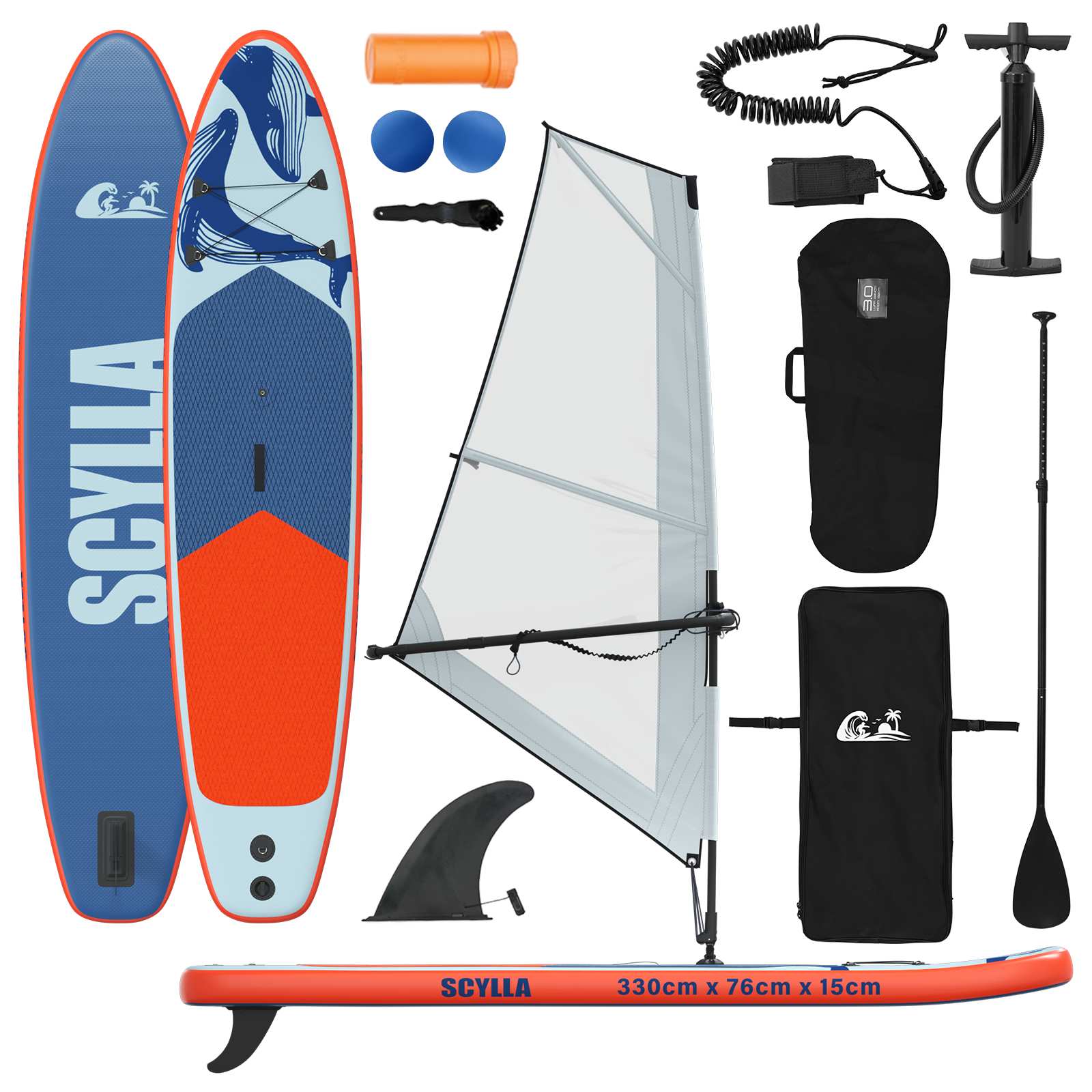 vidaXL Nafukovací SUP deska s plachtou SCYLLA 330 x 76 x 15 cm Modrá
