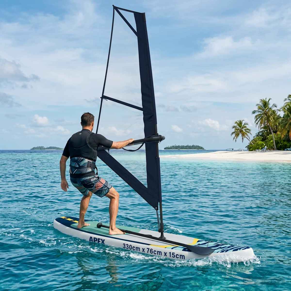Oppusteligt SUP Board med Sejl APEX 330 x 76 x 15 cm