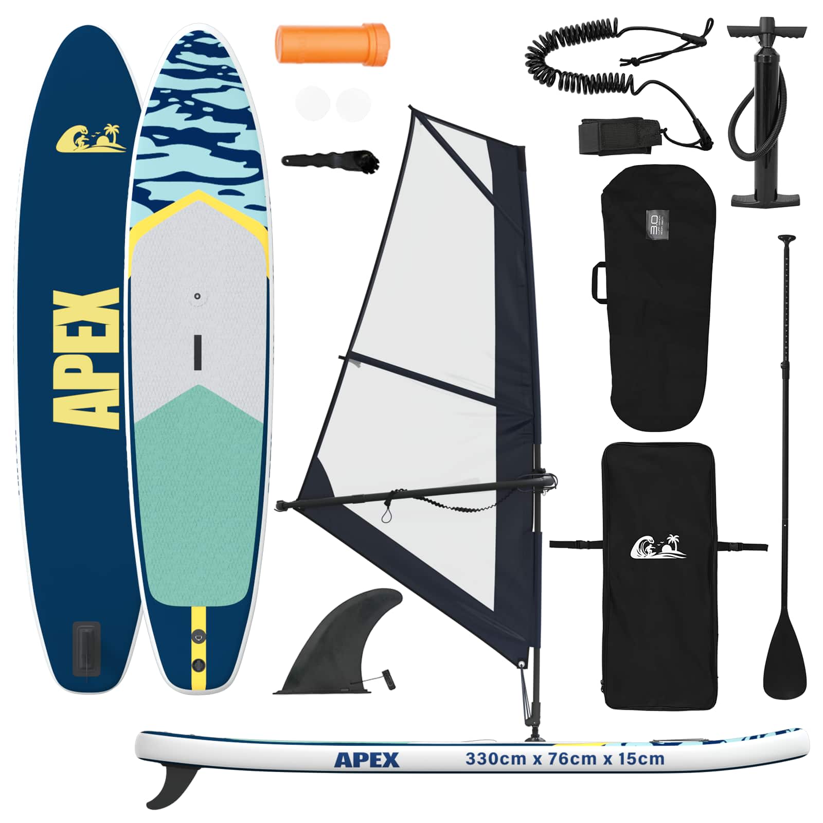vidaXL Nafukovací SUP deska s plachtou APEX 330 x 76 x 15 cm Modrá