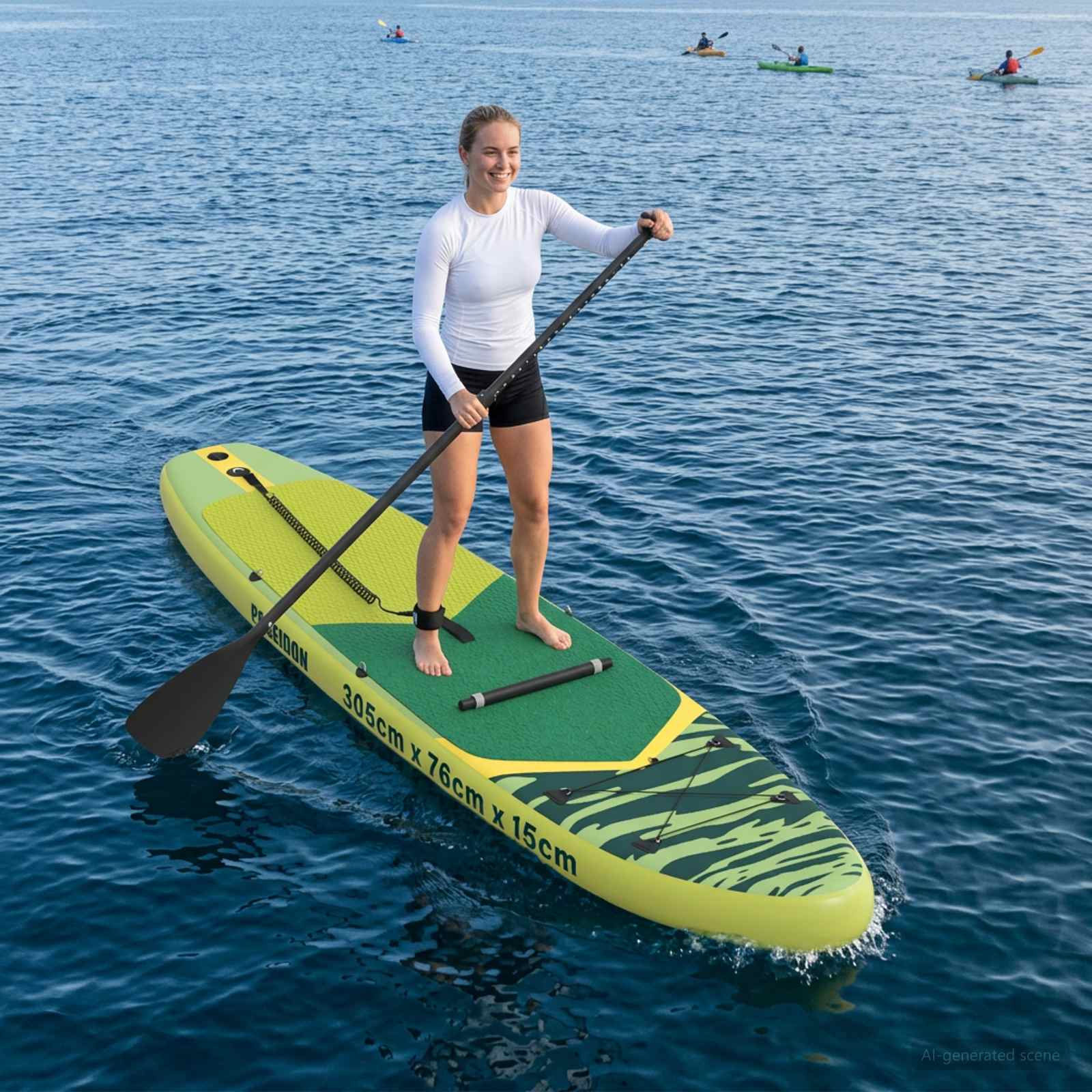 vidaXL 2 i 1 kajak och SUP-paddel 203 x 19,5 cm Svart