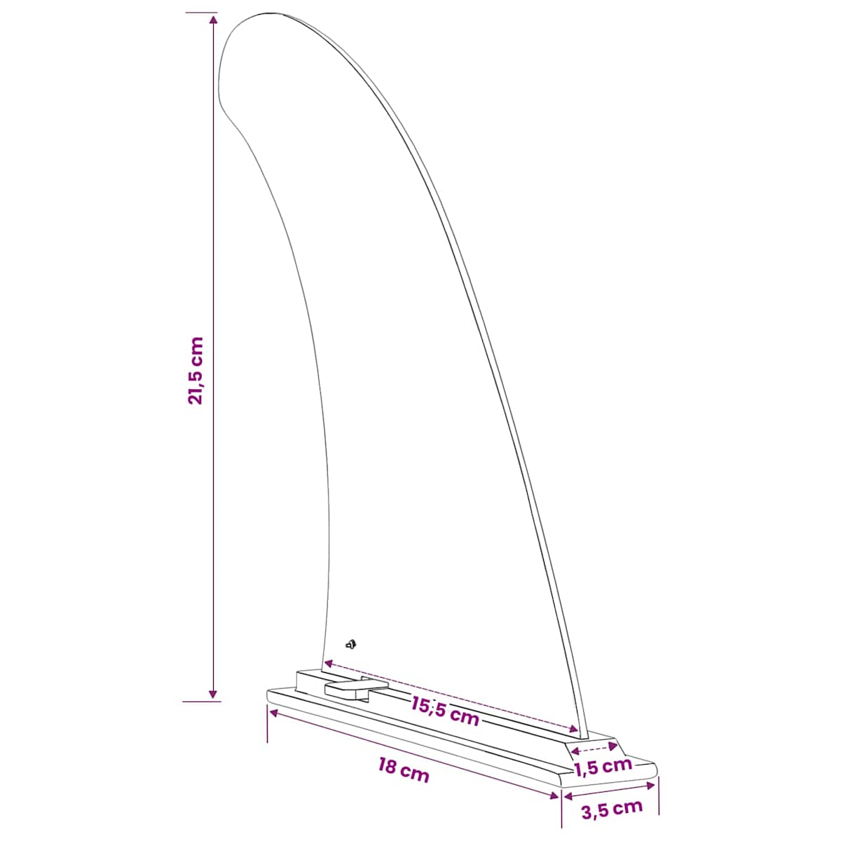 SUP fin 3,5 x 18 x 21,5 cm Nylon Sort - Billede 6