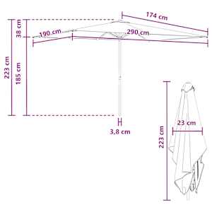 Zahradní slunečník 200 x 300 cm Polyester Obdélníkový - obrázek 7