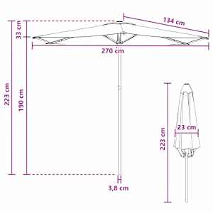 Zahradní slunečník 270 x 270 cm Polyester Obdélníkový Krémová - obrázek 7
