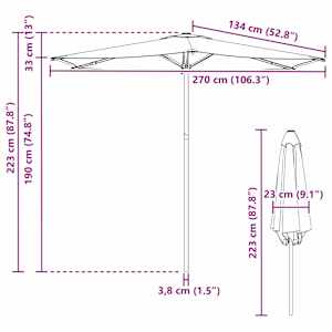 Zahradní slunečník 270 x 270 cm Polyester Obdélníkový - obrázek 8