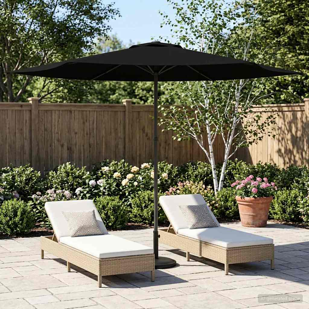 vidaXL Parasol de Grădină 300 x 300 cm Poliester Dreptunghiular Negru
