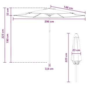 Zahradní slunečník 300 x 300 cm Polyester Obdélníkový - obrázek 7