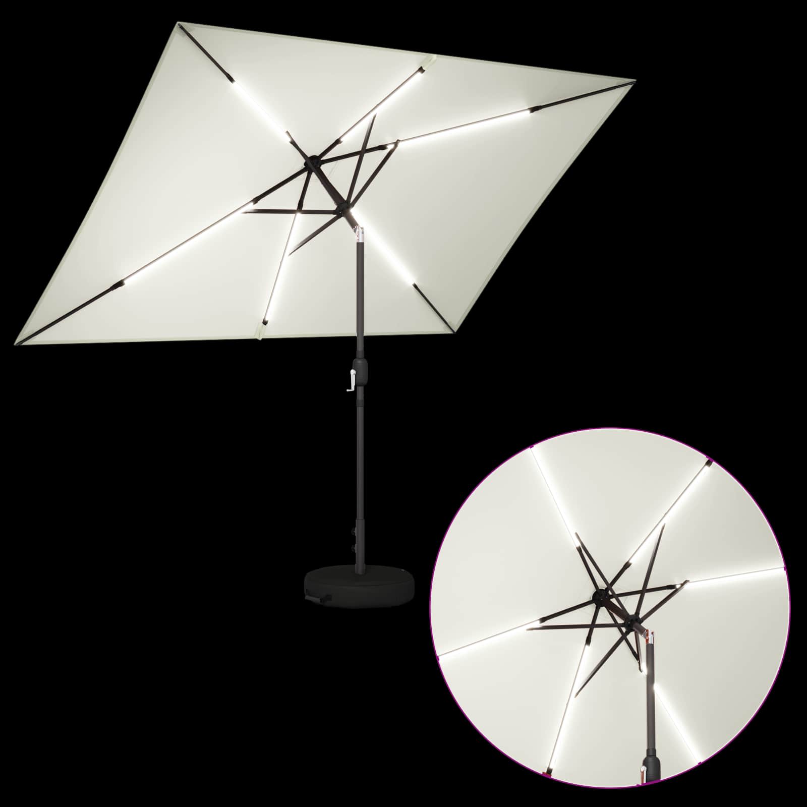 Zunanje senčilo z LED lučmi 200 x 300 cm Poliester Krem - slika 3