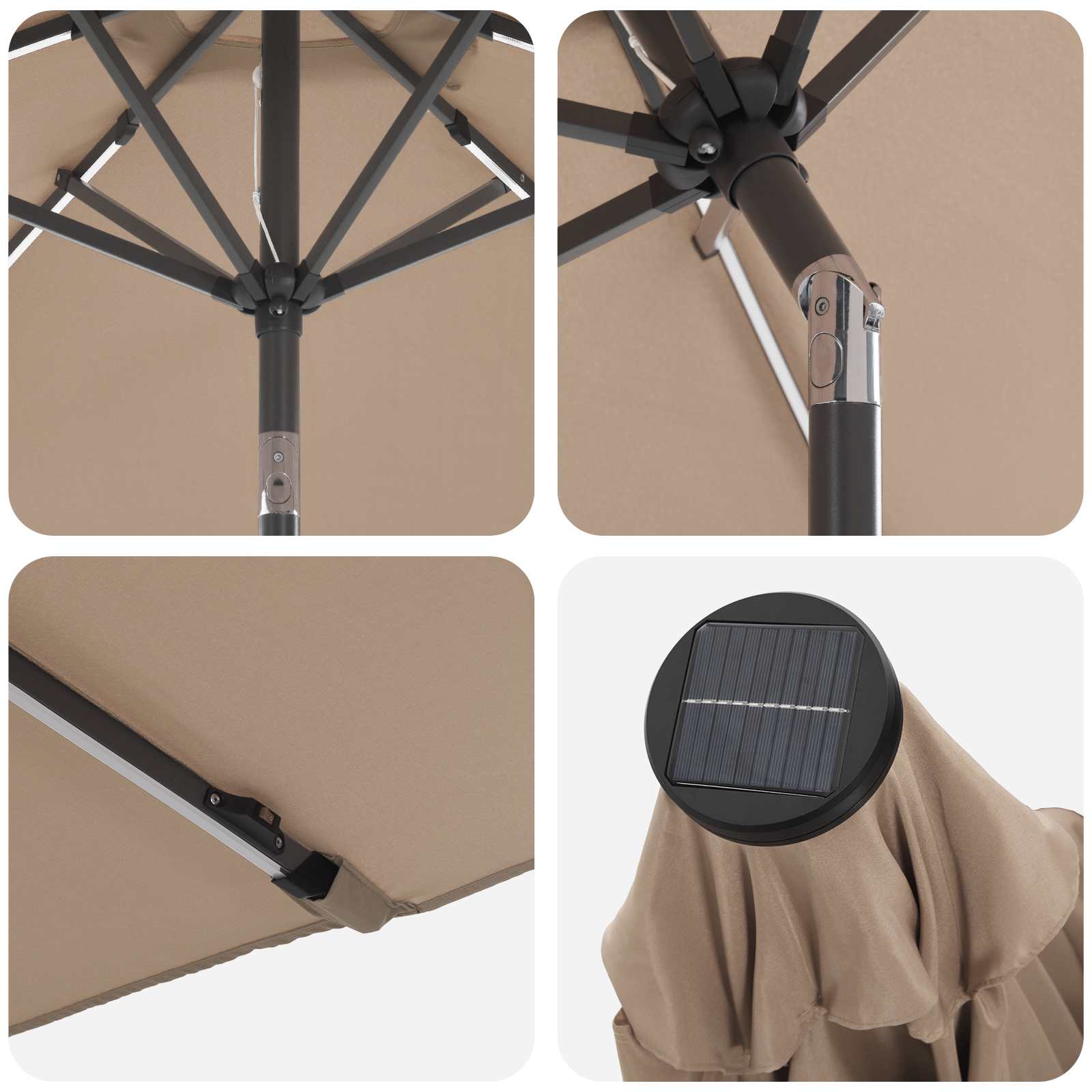 Zunanje senčilo z LED lučmi 200 x 300 cm Poliester Taupe - slika 5
