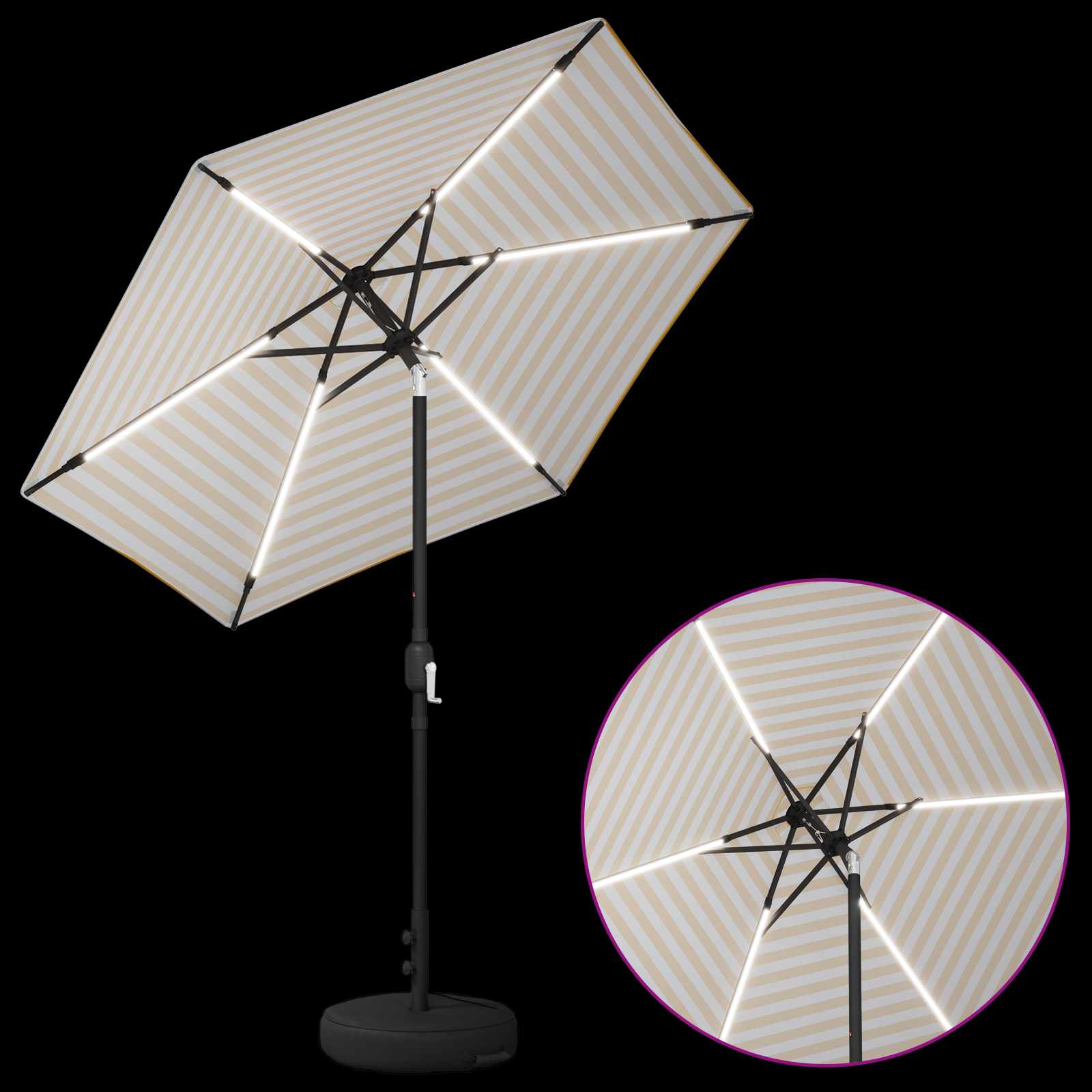 Zunanje senčilo z LED lučmi 230 x 230 cm Poliester - slika 3