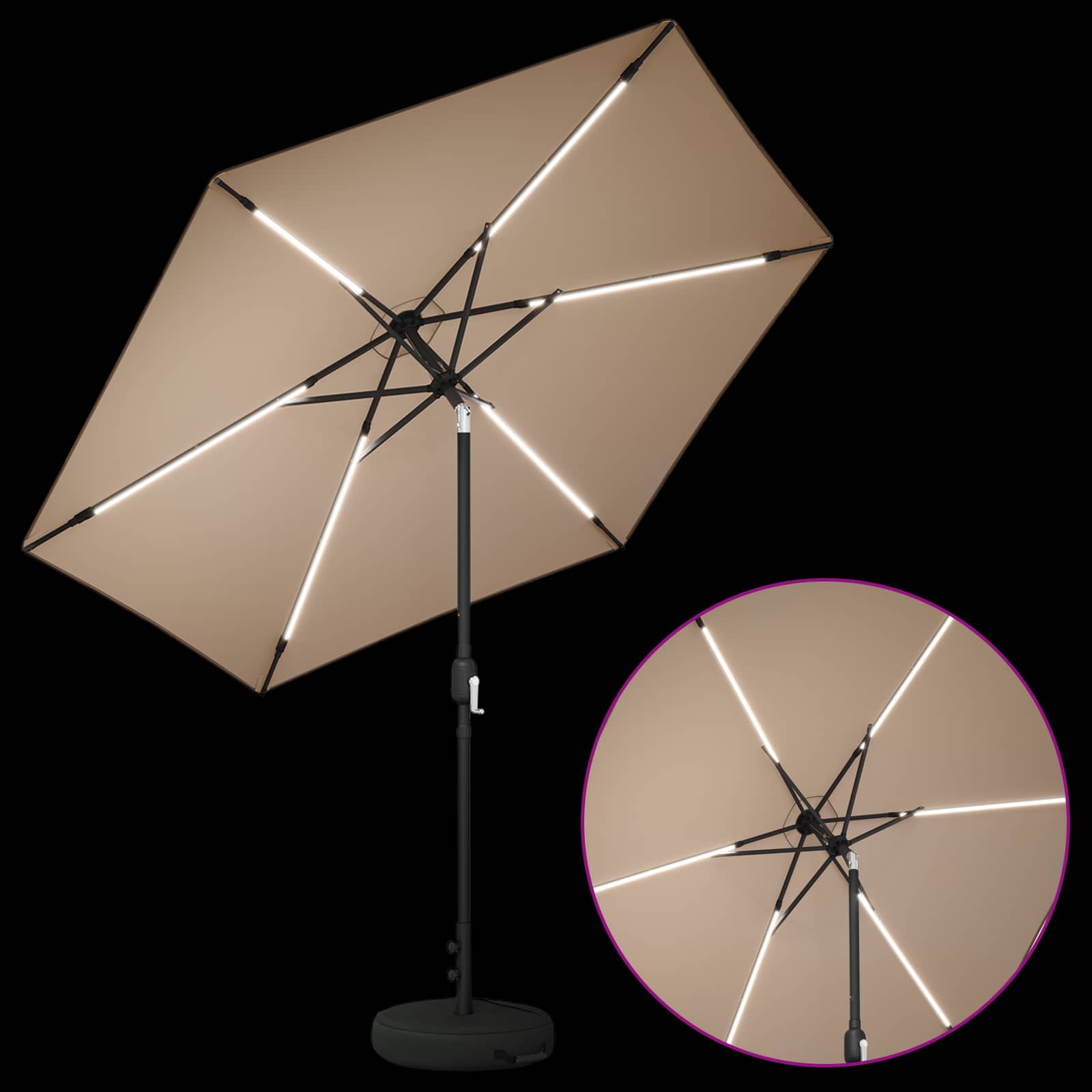 Zunanje senčilo z LED lučmi 270 x 270 cm Poliester Taupe - slika 3