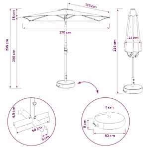 Zahradní slunečník s LED osvětlením a podstavcem 270 x 270 cm - obrázek 10
