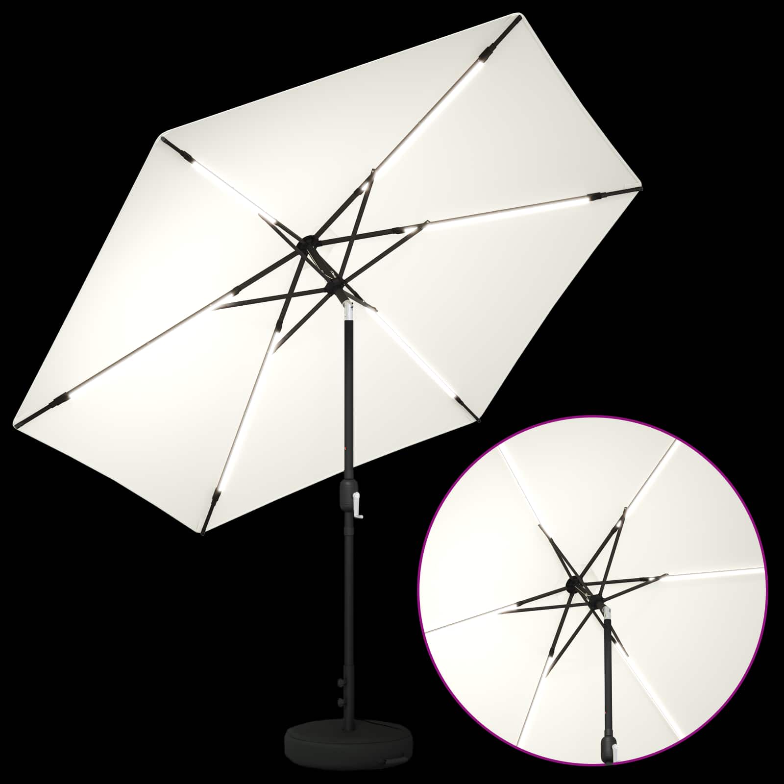 Zunanje senčilo z LED lučmi 300 x 300 cm Poliester Krem - slika 3