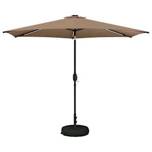 Zunanje senčilo z LED lučmi 300 x 300 cm Poliester Taupe