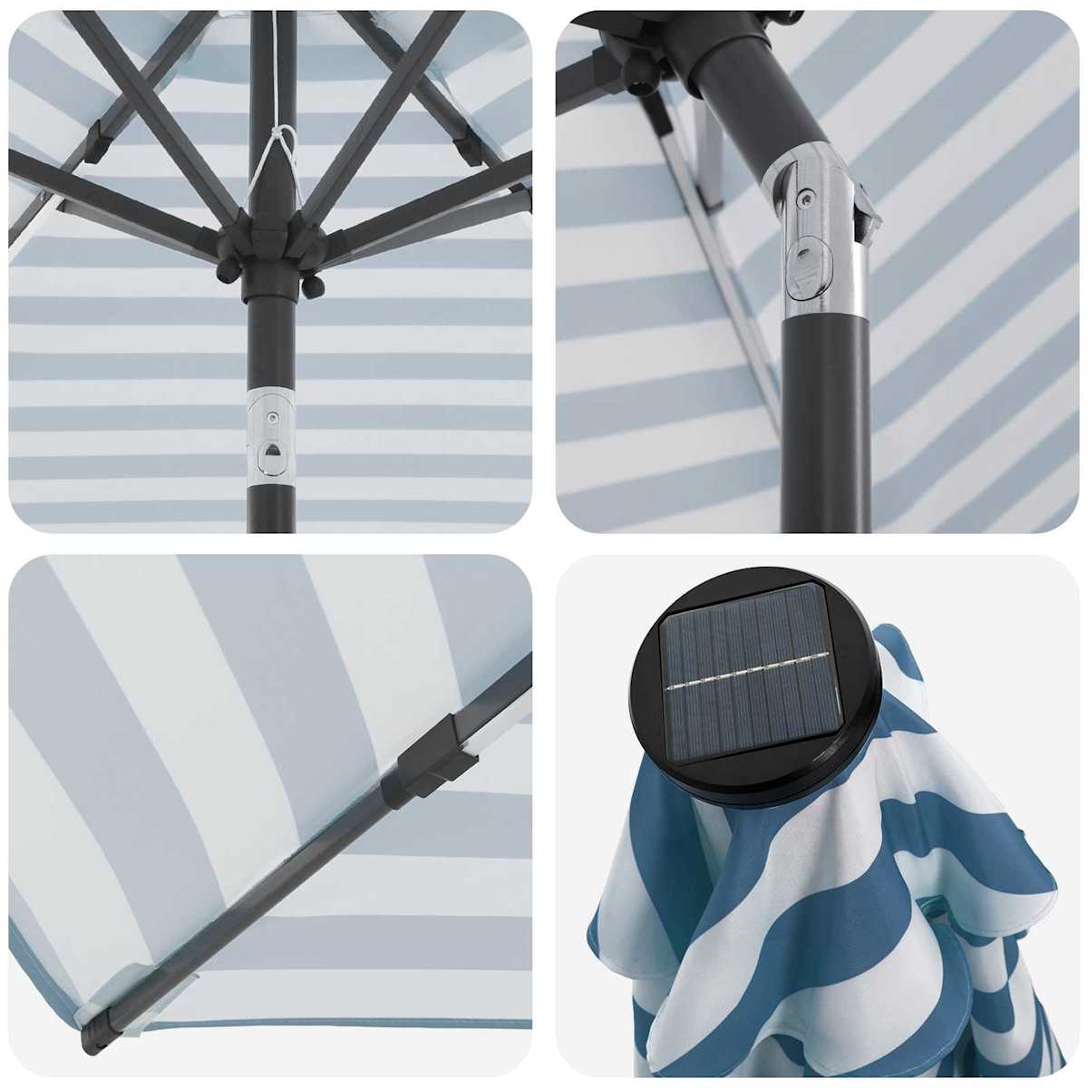 Haveparasol med LED lys og fod Polyester - Billede 6