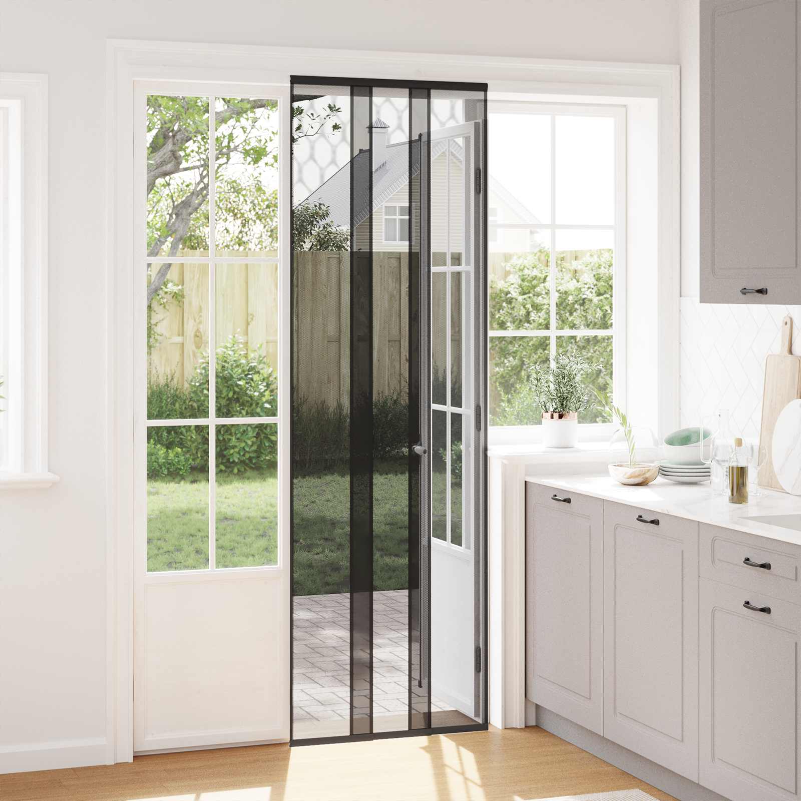 vidaXL Plasă de insecte cu cortină Negru poliester