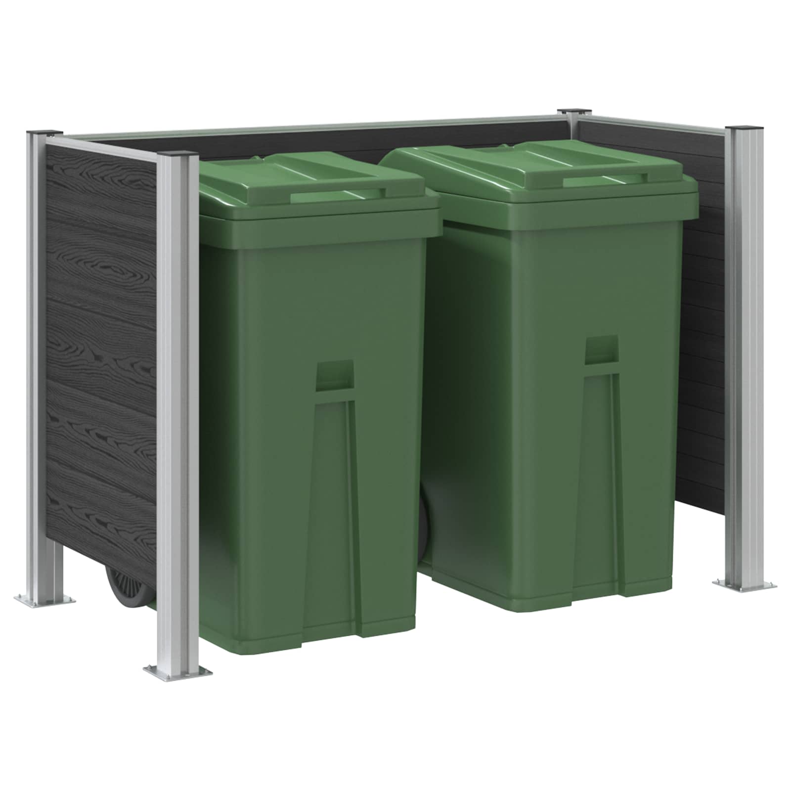 Afvalbak Schutting Grijs 161 x 85 x 115 cm Aluminium en WPC image 3