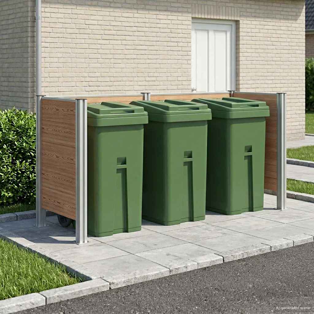 Afvalbak Schutting Bruin 237 x 85 x 115 cm Aluminium en WPC image 1