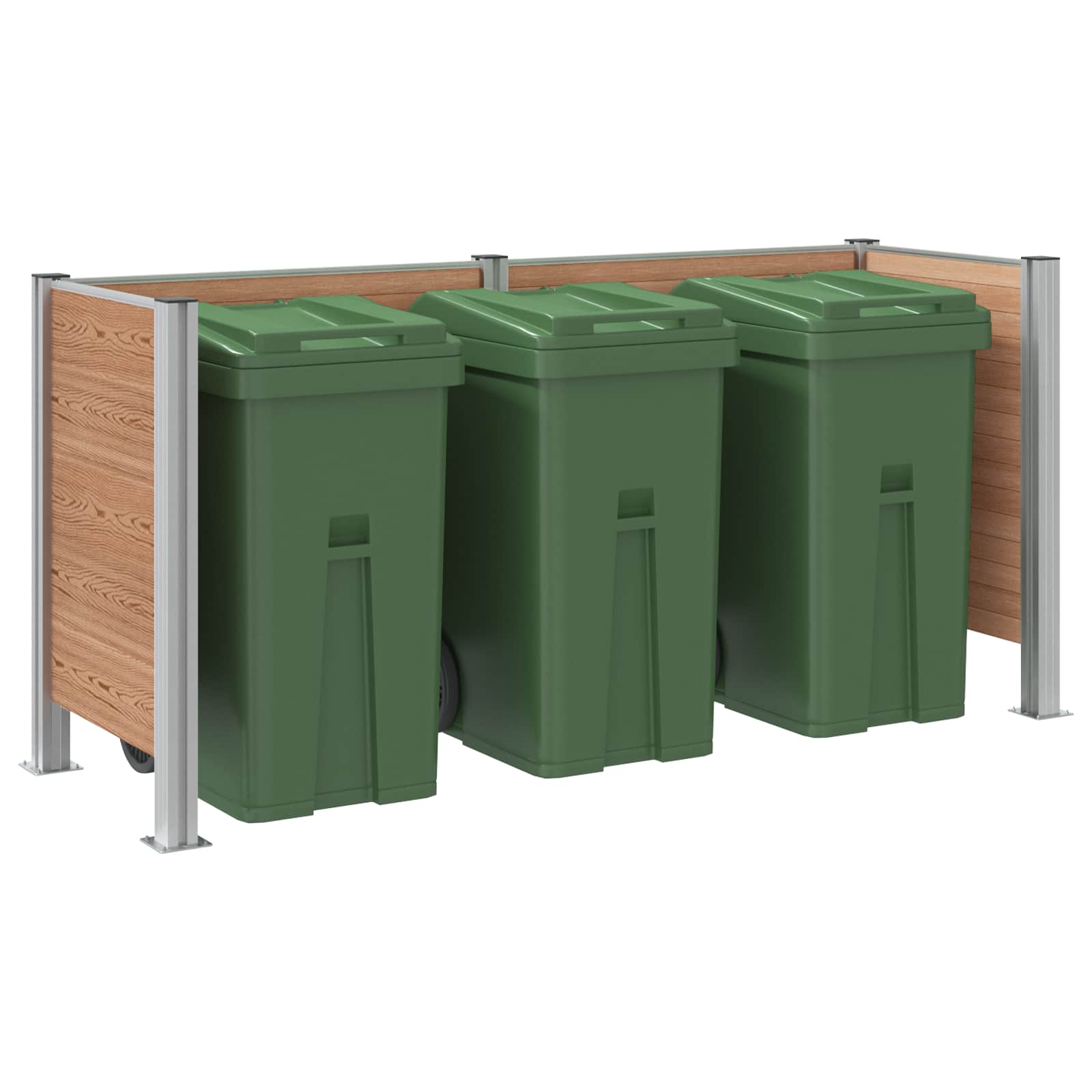 Afvalbak Schutting Bruin 237 x 85 x 115 cm Aluminium en WPC image 3