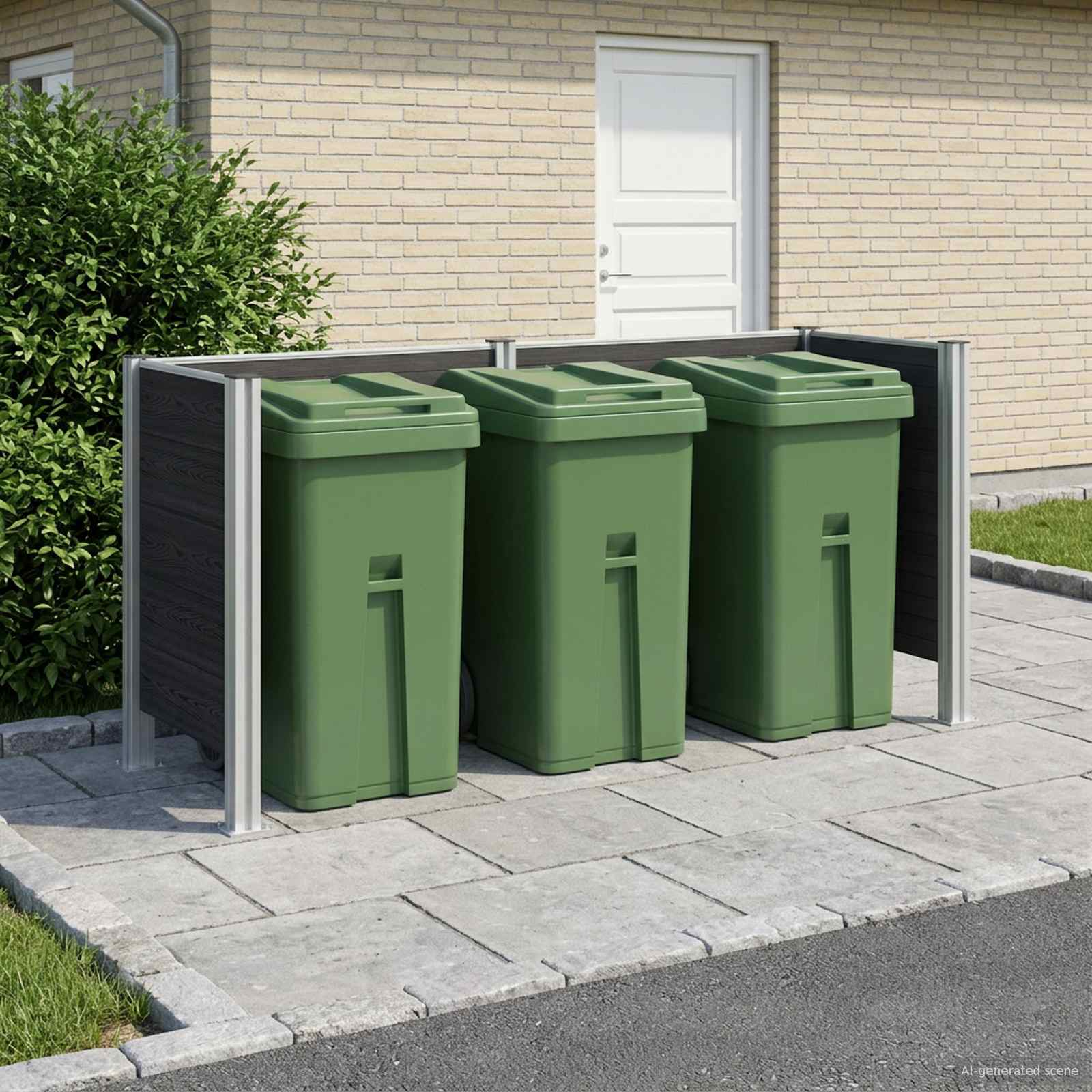 Afvalbak Schutting Grijs 237 x 85 x 115 cm Aluminium en WPC image 1