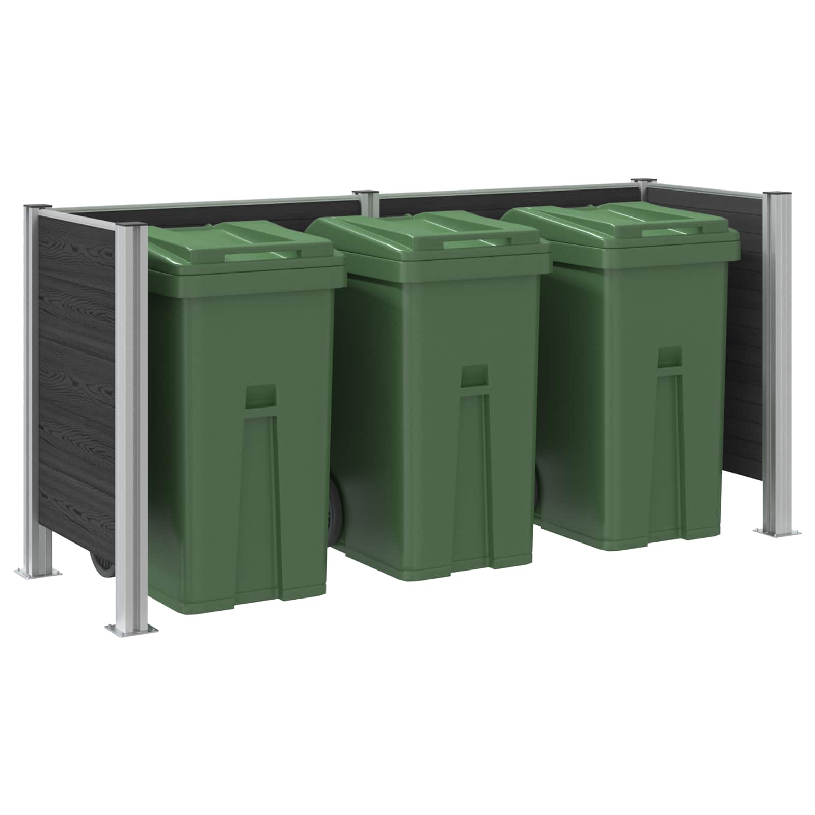 Afvalbak Schutting Grijs 237 x 85 x 115 cm Aluminium en WPC image 3
