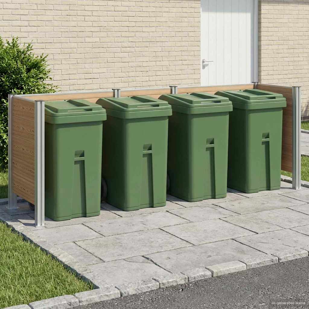 Afvalbak Schutting Bruin 315 x 85 x 115 cm Aluminium en WPC image 1