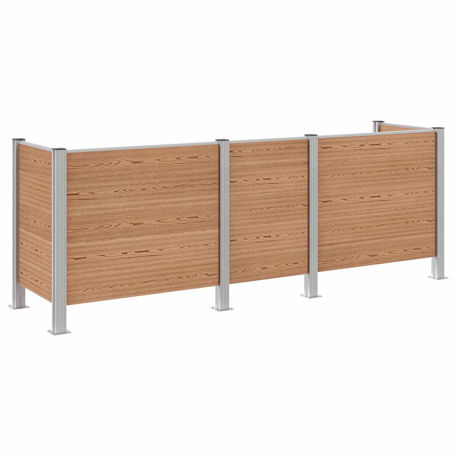 Afvalbak Schutting Bruin 315 x 85 x 115 cm Aluminium en WPC image 2