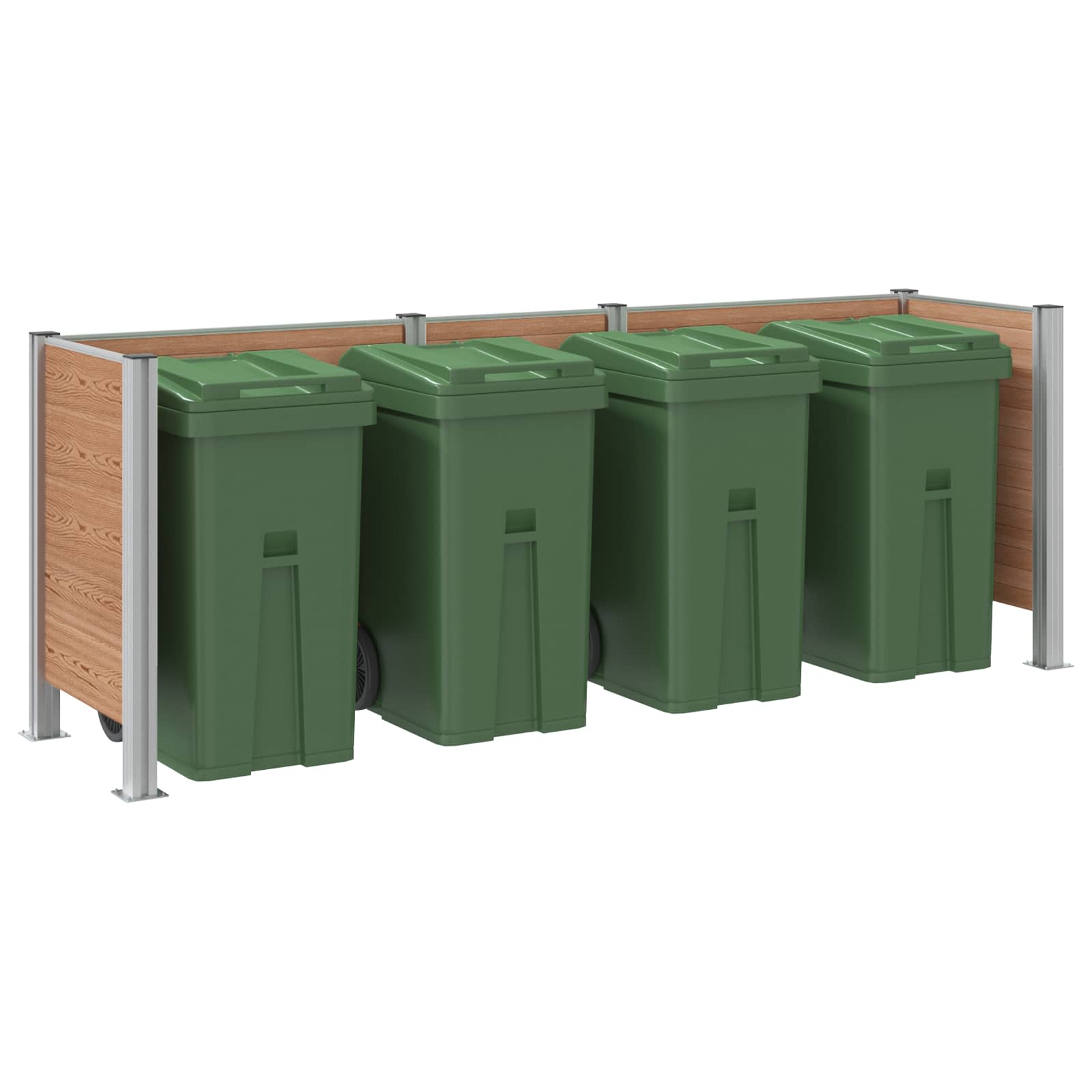 Afvalbak Schutting Bruin 315 x 85 x 115 cm Aluminium en WPC image 3