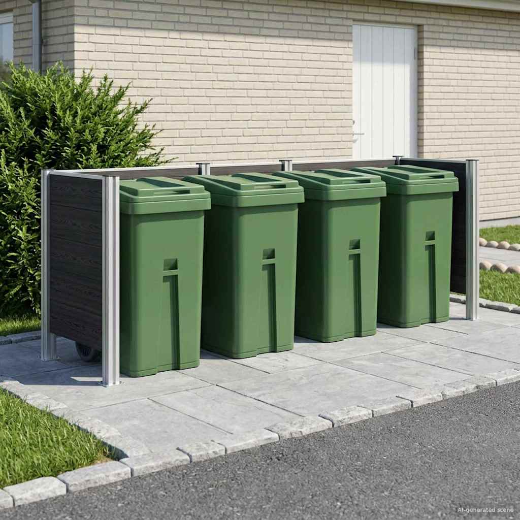 Afvalbak Schutting Grijs 315 x 85 x 115 cm Aluminium en WPC image 1