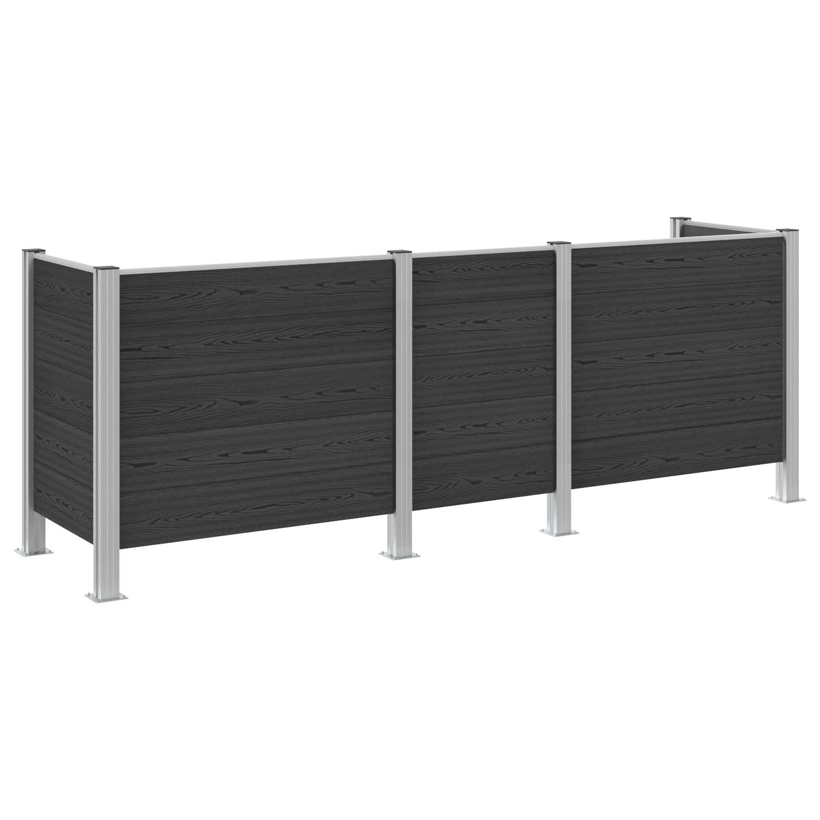 Afvalbak Schutting Grijs 315 x 85 x 115 cm Aluminium en WPC image 2