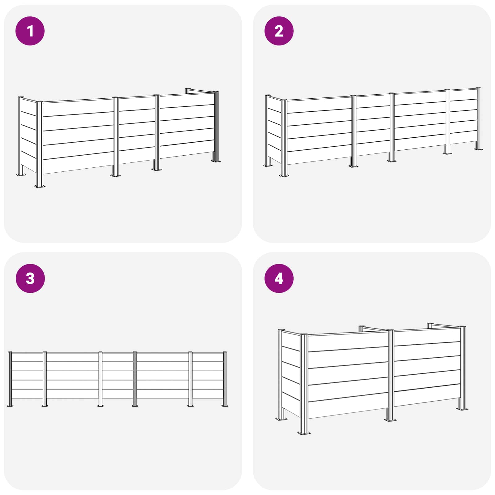 Afvalbak Schutting Grijs 315 x 85 x 115 cm Aluminium en WPC image 9