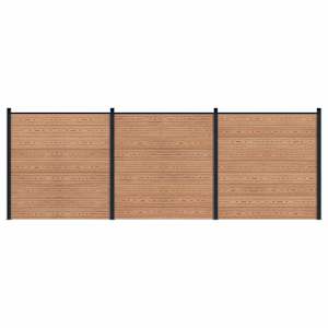 Komplet ograj 3 pcs 526 x 186 cm WPC in aluminij Rjava